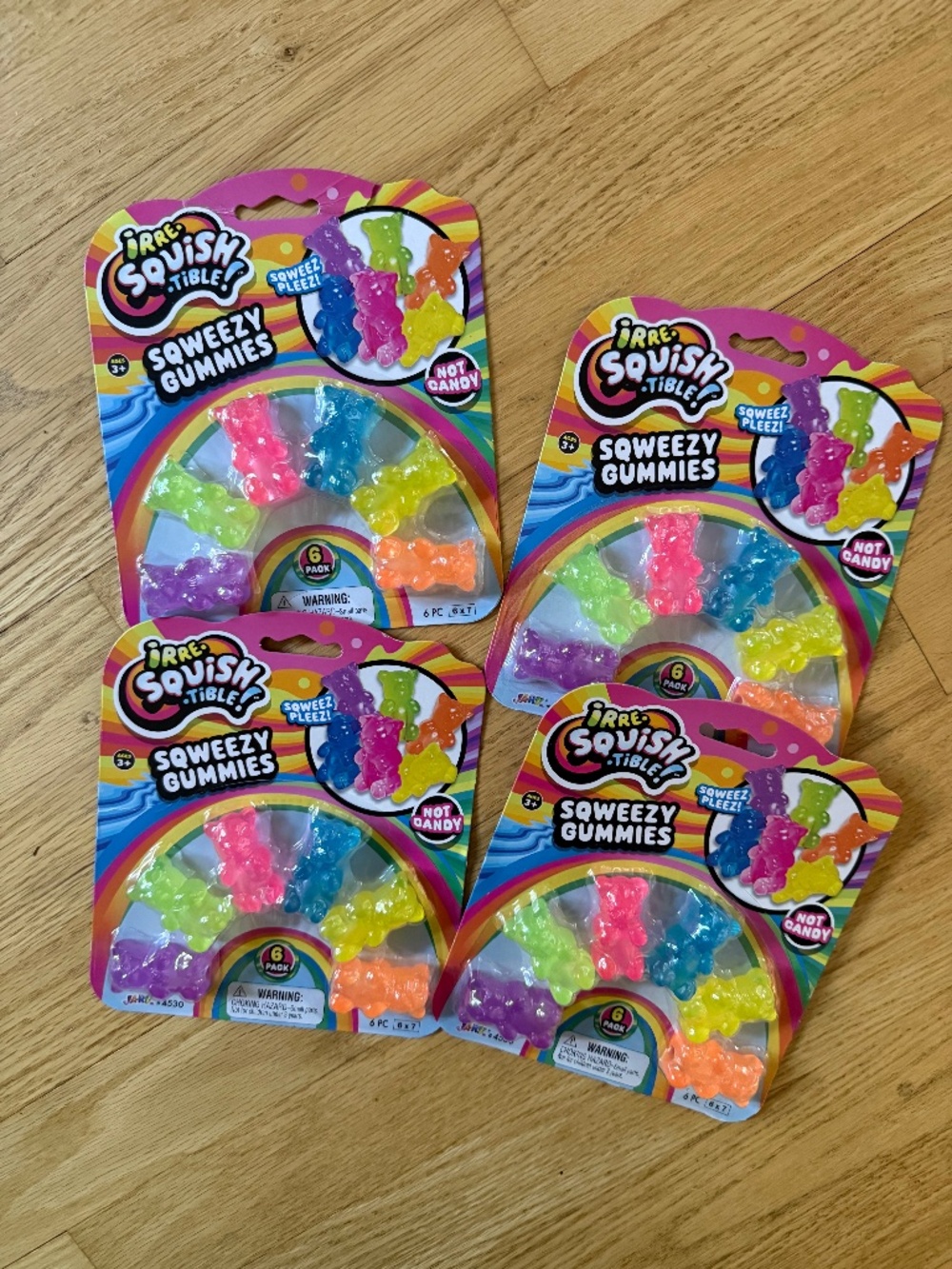 VIRAL Squishy Neon Gummy Bears Ja-Ru Mini Gummy Bears Bundle of 4 Packs